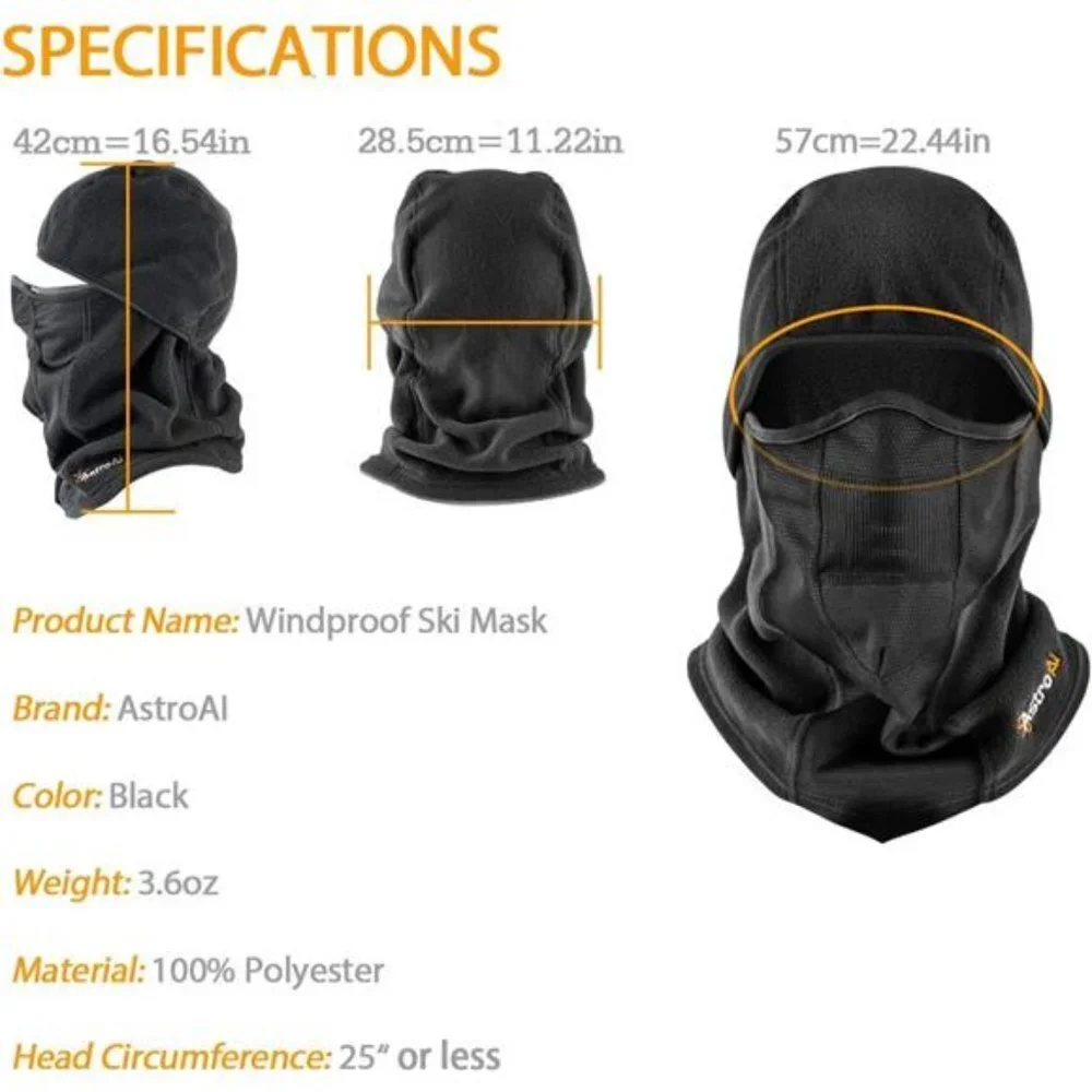 2 Pack, Men's Ski Mask Winter Fleece Thermal Face Mask Cover, Black